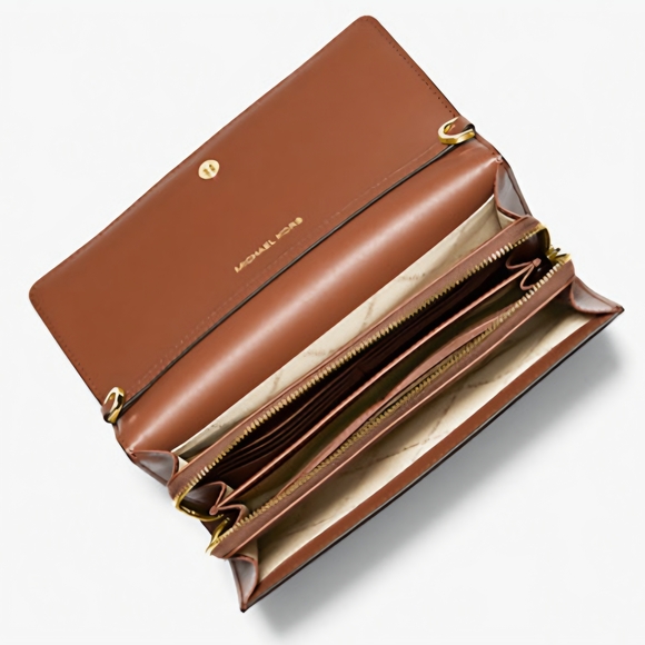 Michael Kors Brown and Cream Clutch with Gold Hardware - Picture 2 of 6